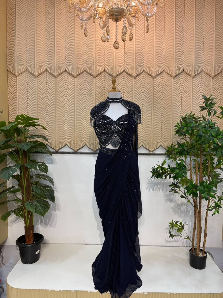 Blue Western  Saree