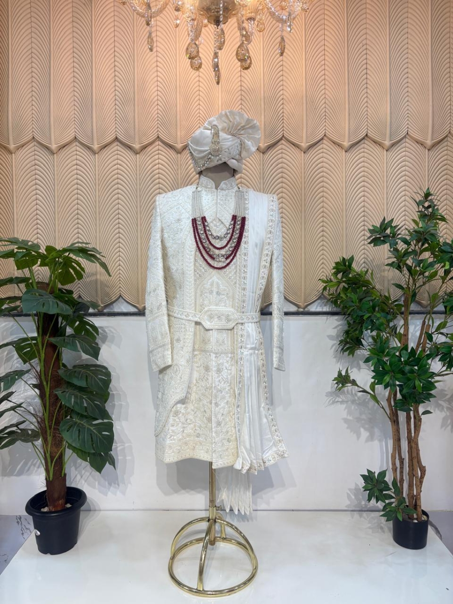 White layer Sherwani 42