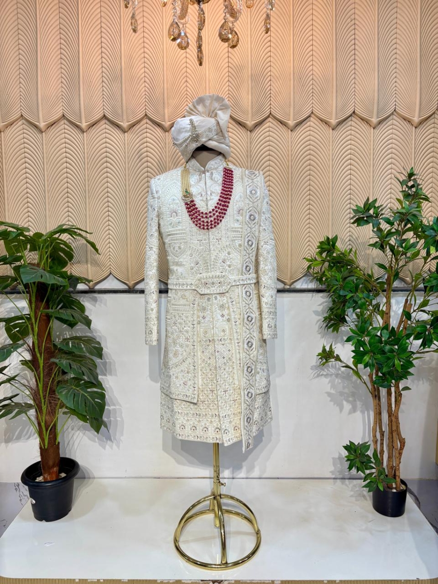 White layer Sherwani 36