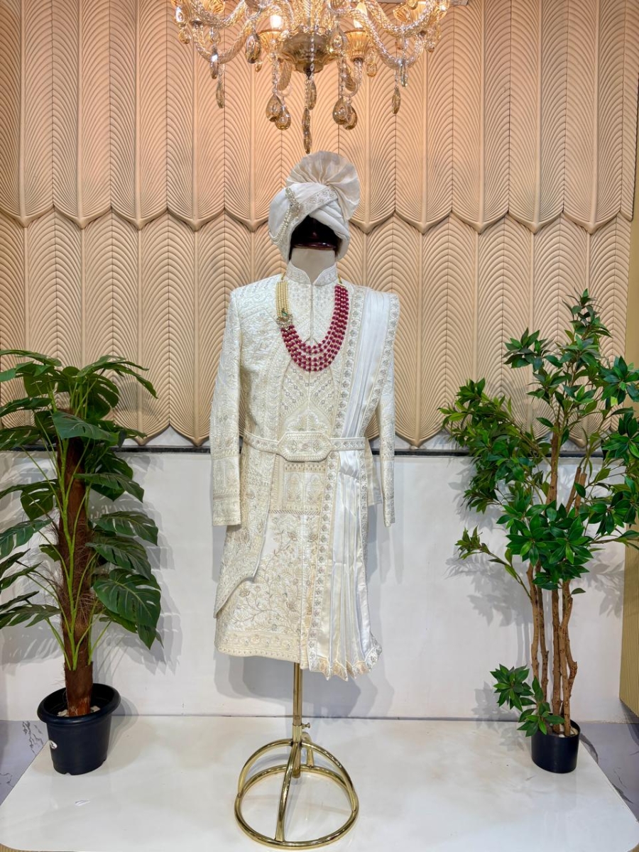 White layer Sherwani 44