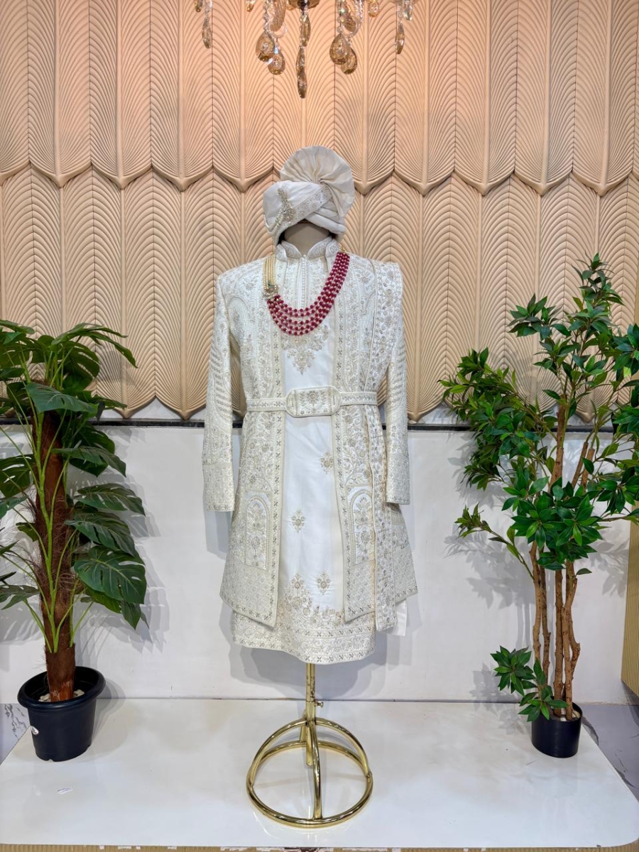 White Jacket Sherwani 42