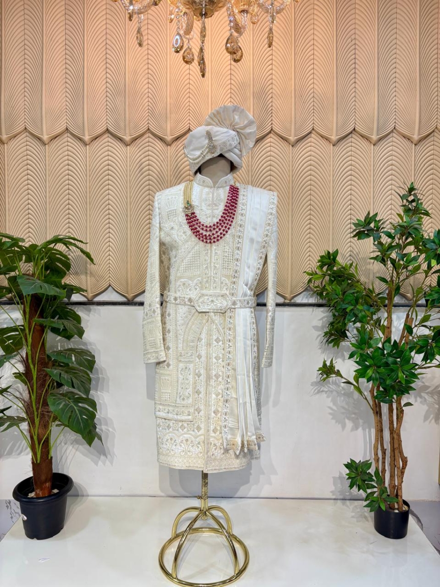 White layer Sherwani 44