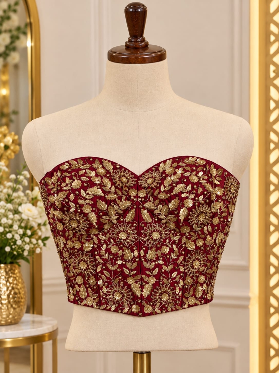 Maroon corset blouse