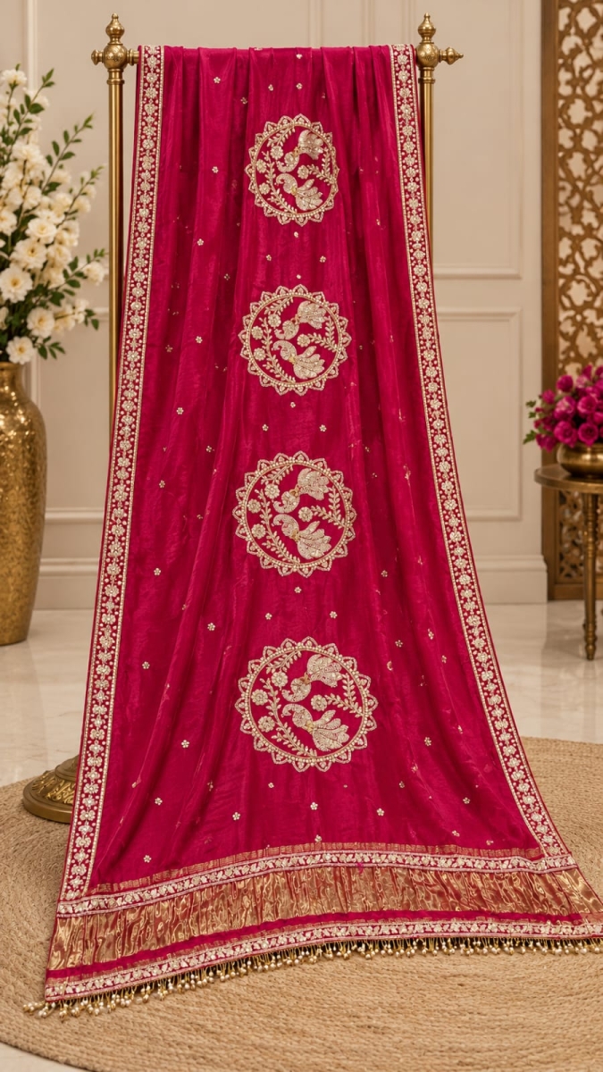 Pink Handwork Dupatta