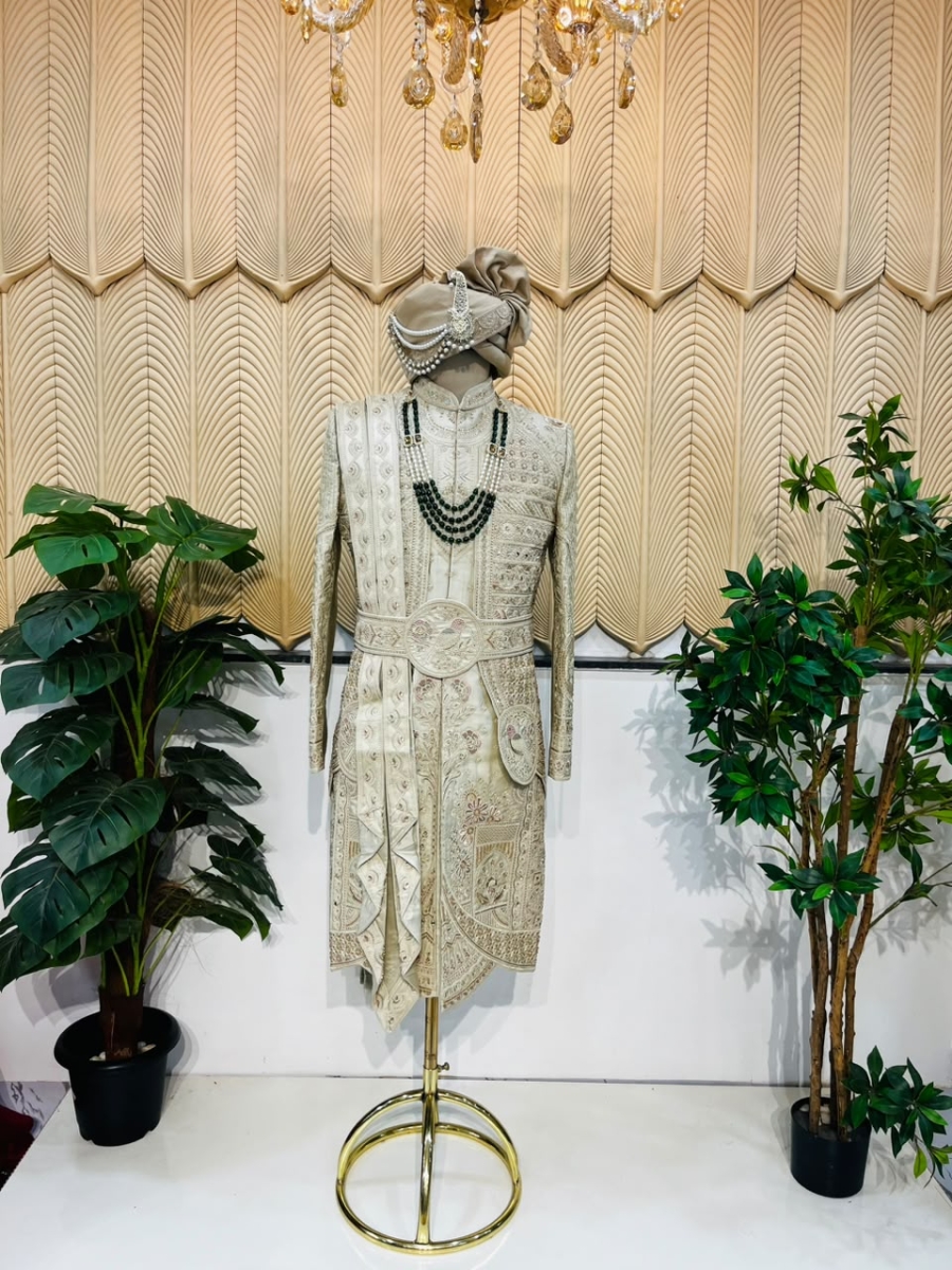 Golden handwork layer sherwani 40