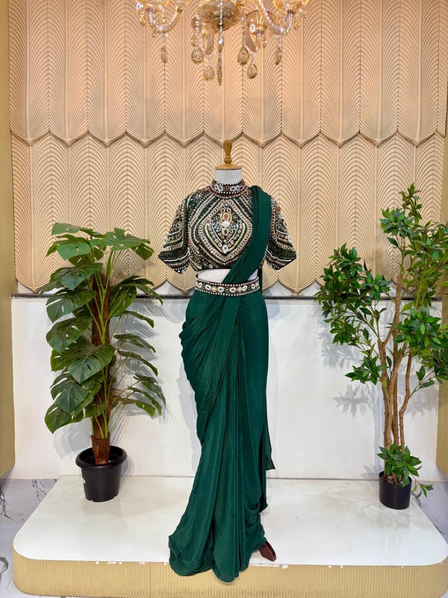 Green Western Saree