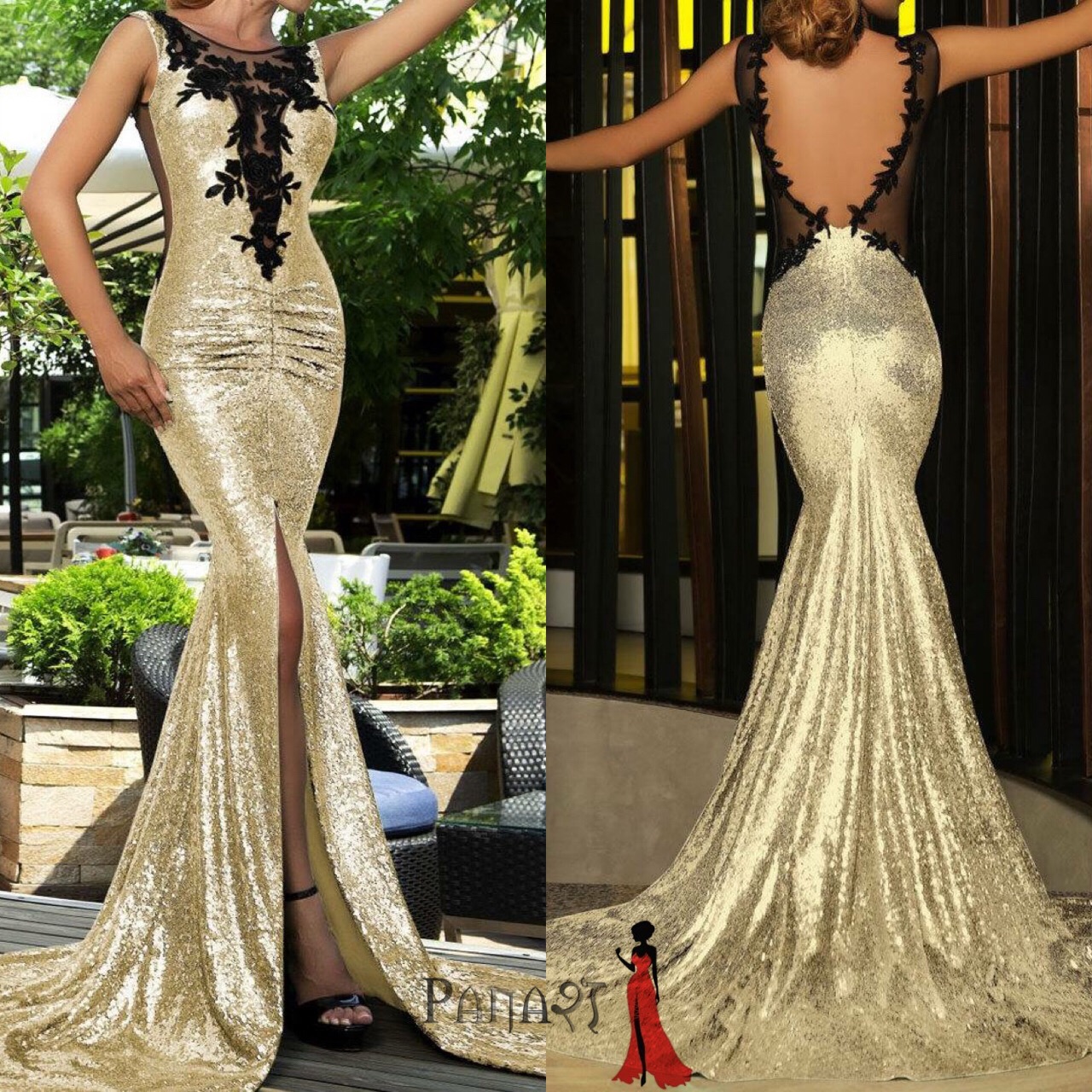 Golden Sequinne Gown