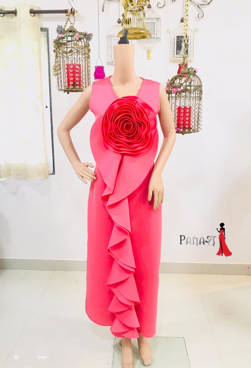 Pink Rose Flower Gown