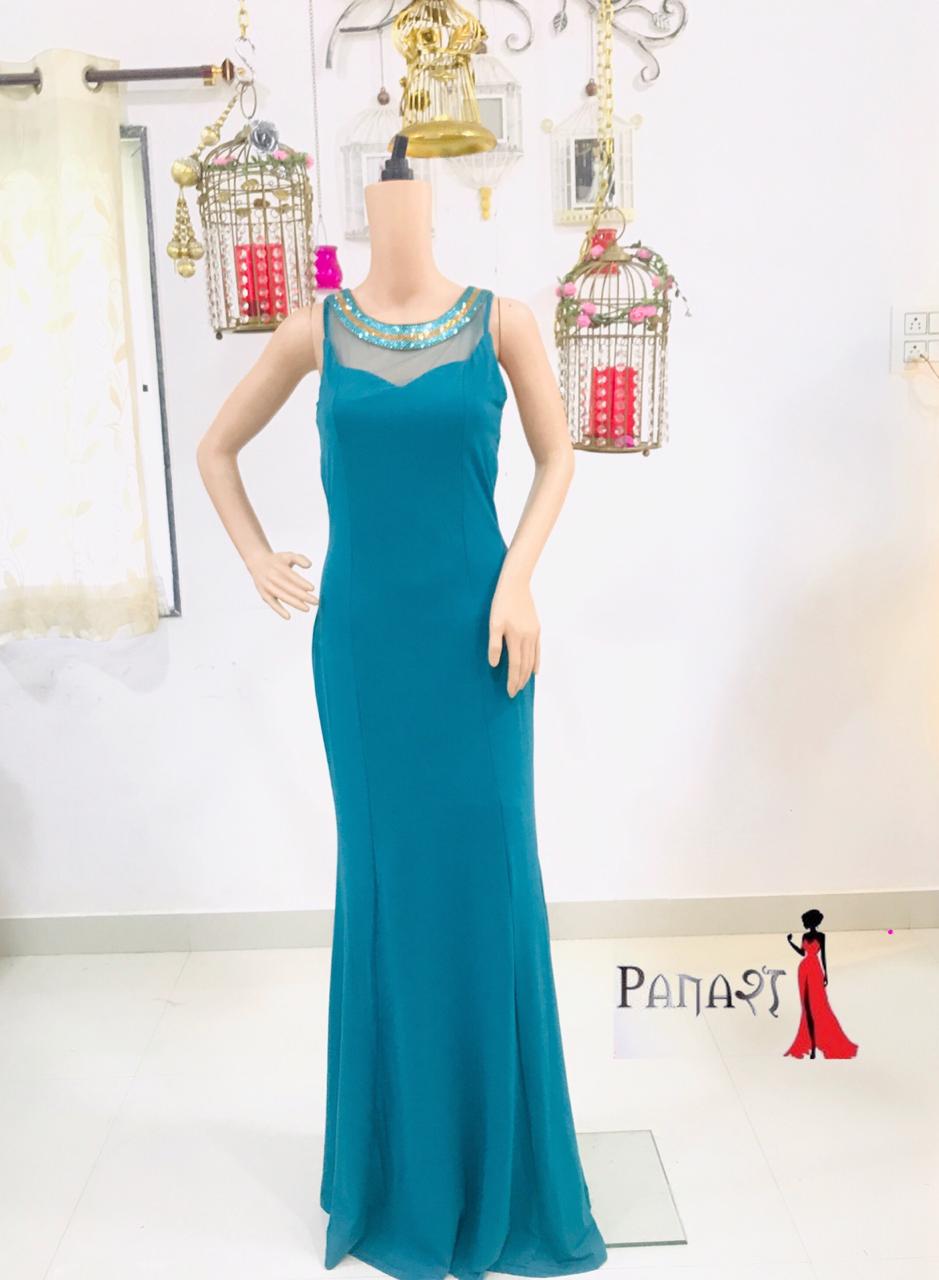 Sea Green Backlace Gown