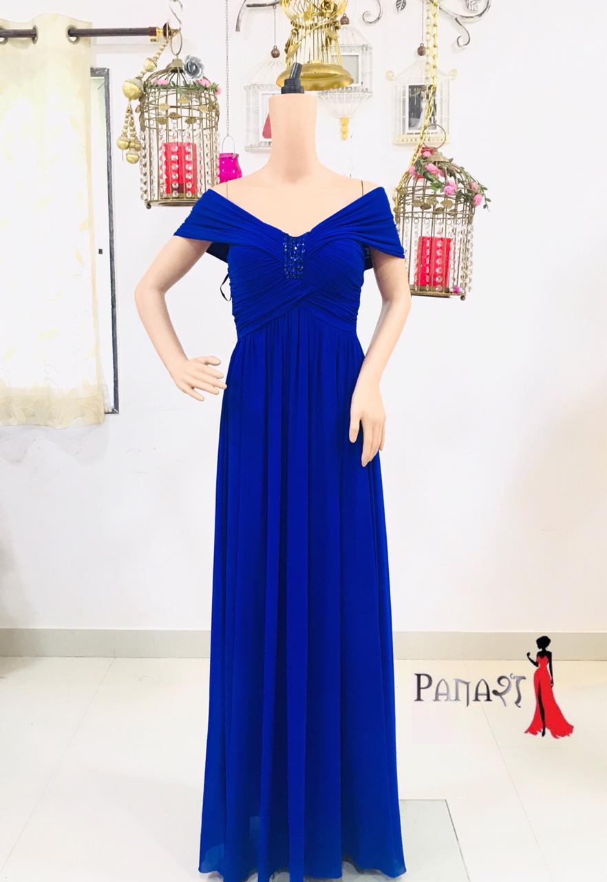 Blue Off Shoulder Gown