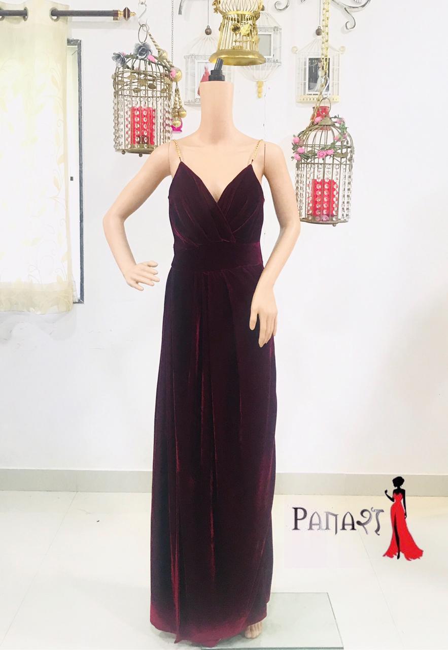 Maroon Velvet Gown