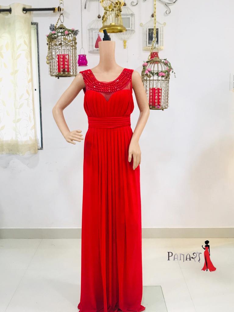 Red Heart Neck Gown