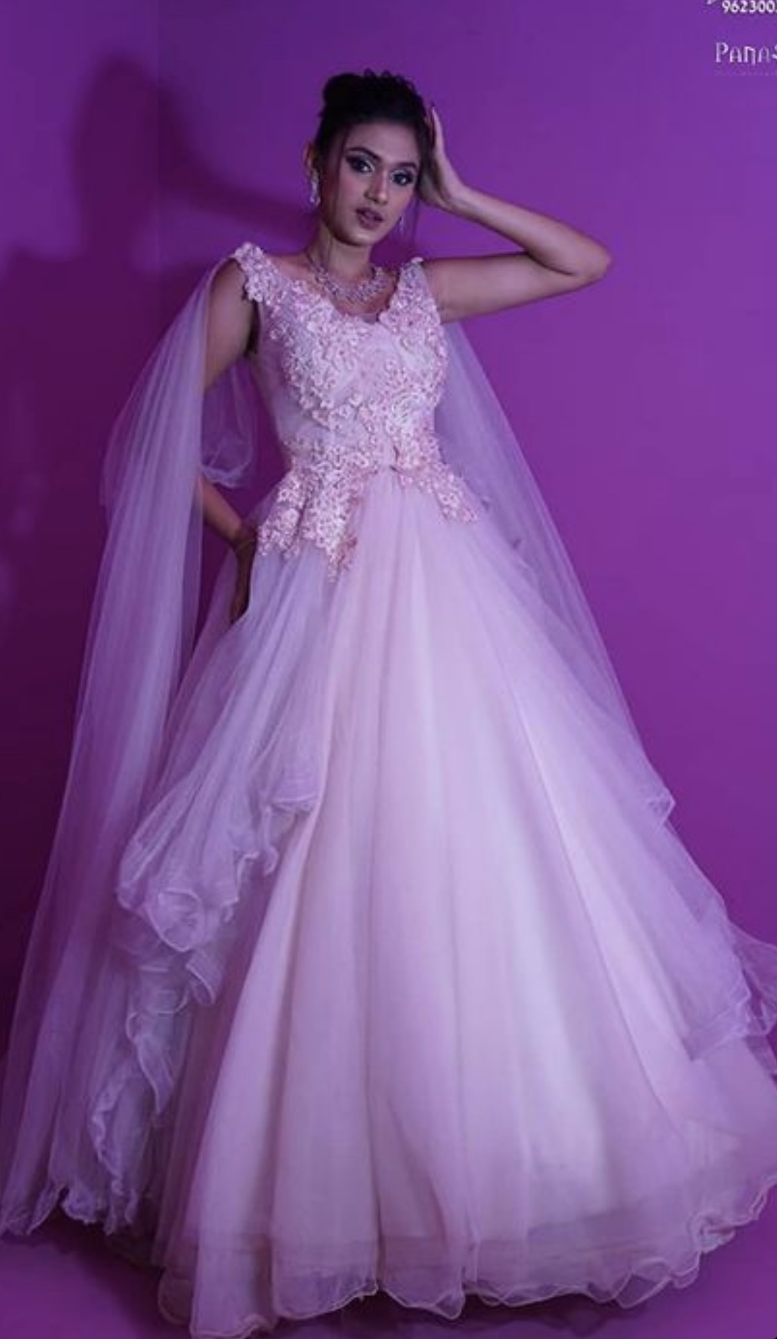 White Pink Ball Gown