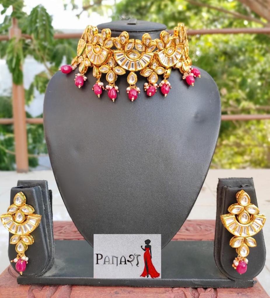 Pink Kundan Chokkar set