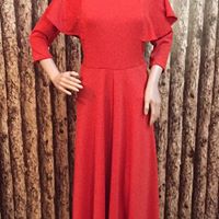 Red Shimmer Long Sleeves Gown
