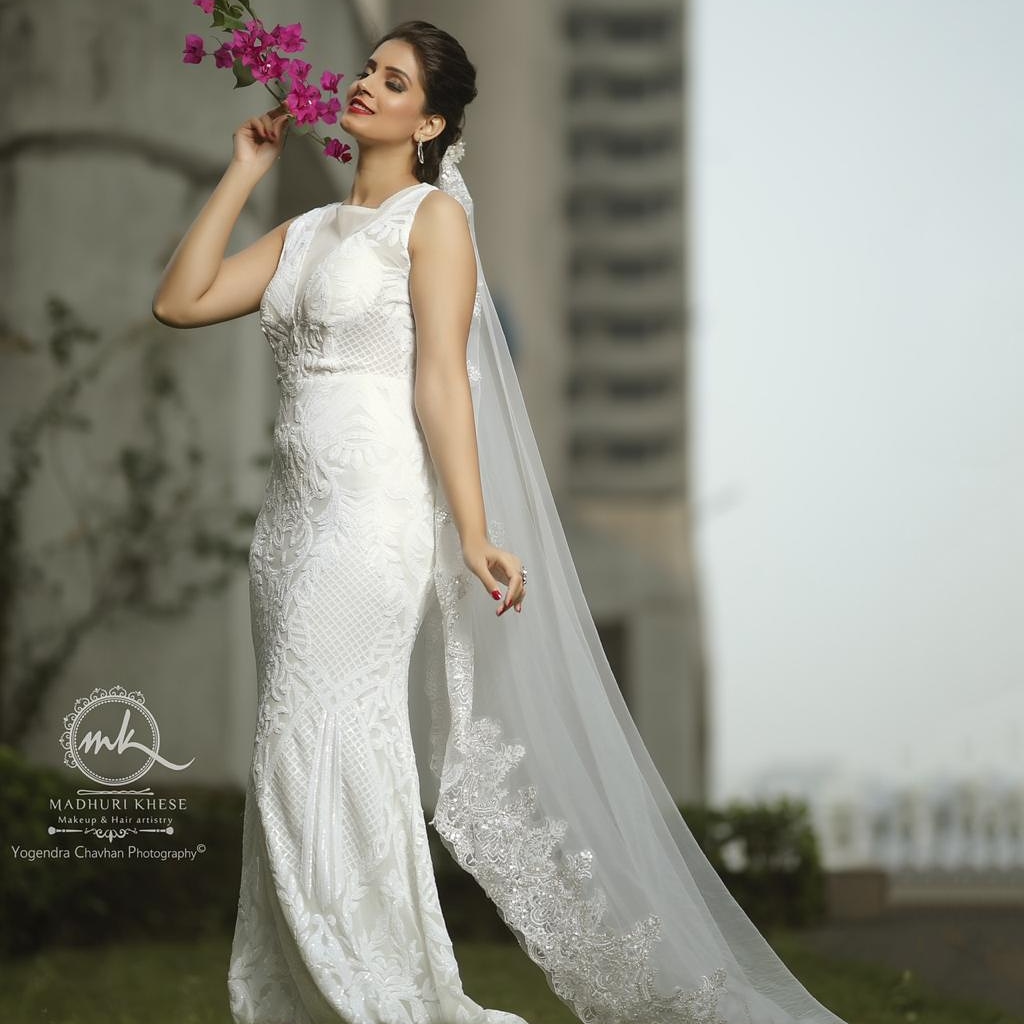 White Body cone Sequin Gown