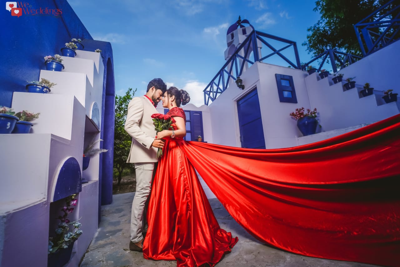 Red orange shade Trail Gown