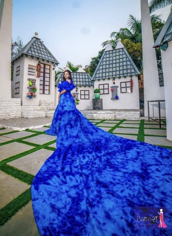 Blue shaded trail gown