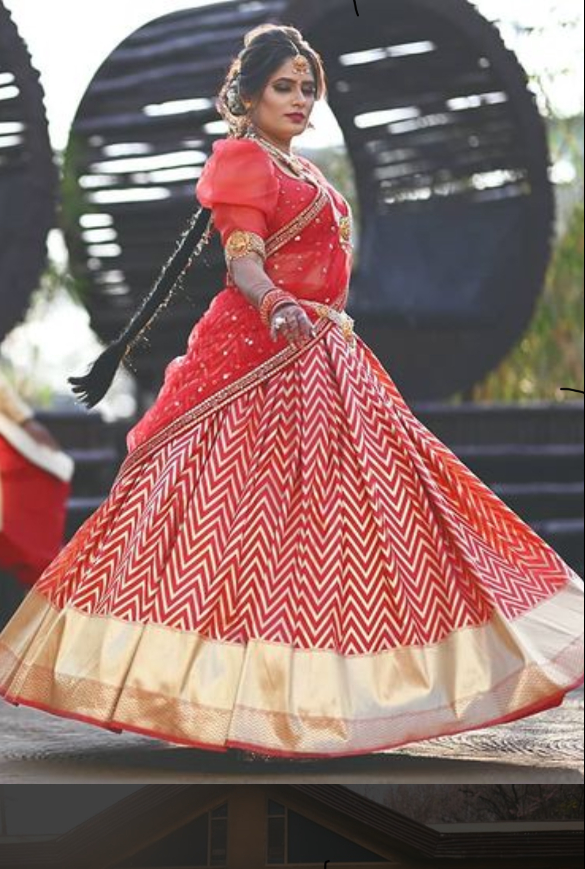 Red South Indian bridal lehenga