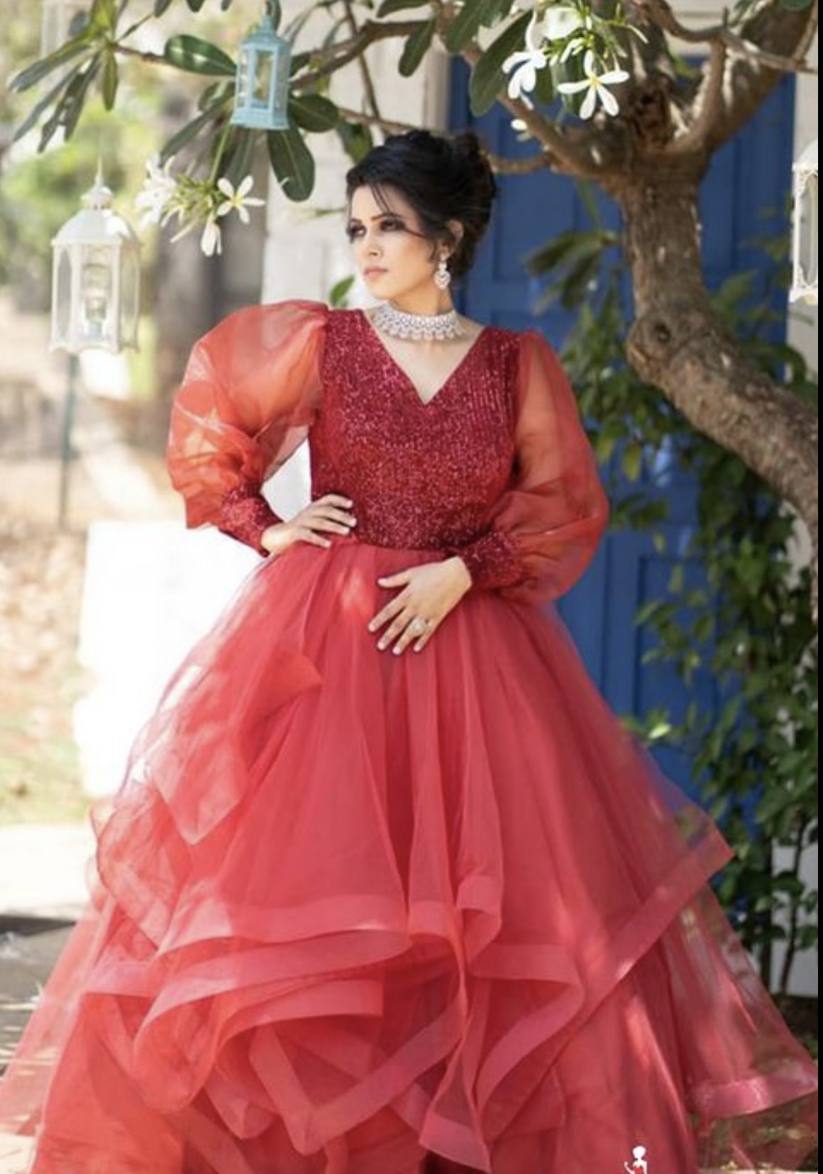 Maroon Plus Size Ball Gown
