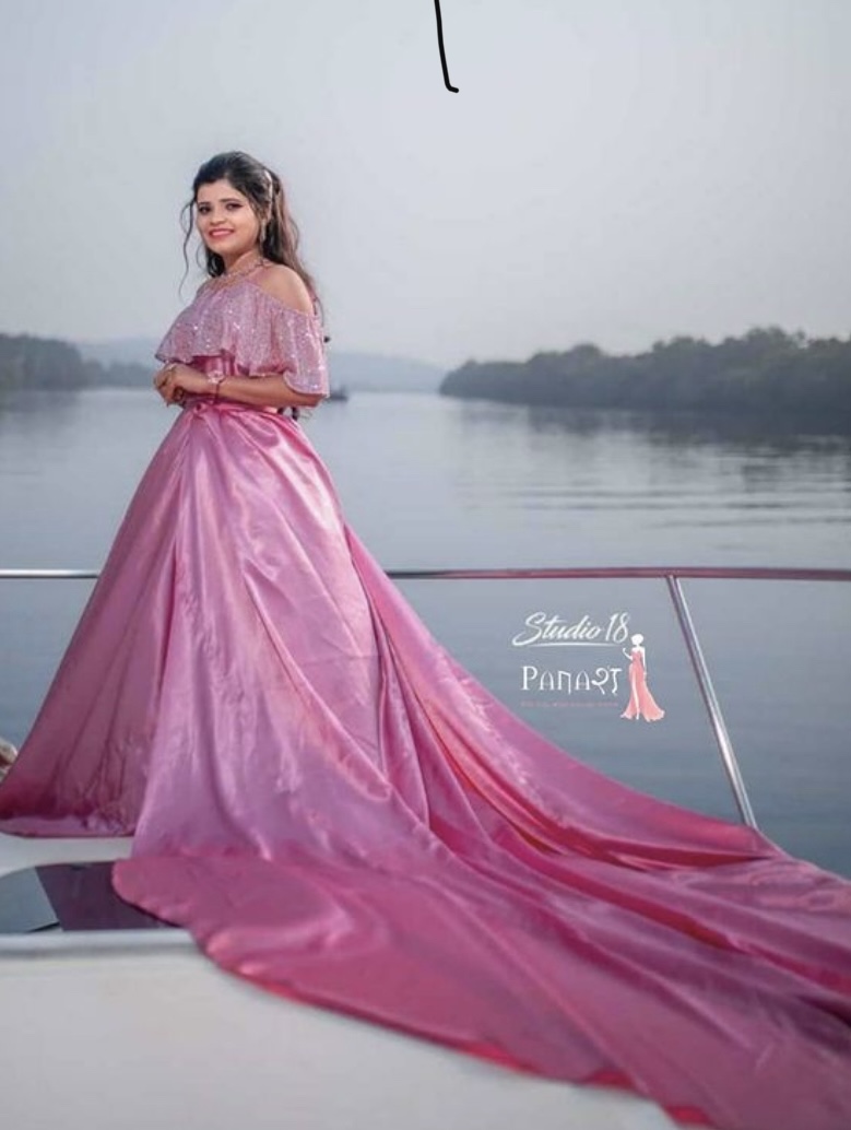 Light Pink Sequin Trail Gown