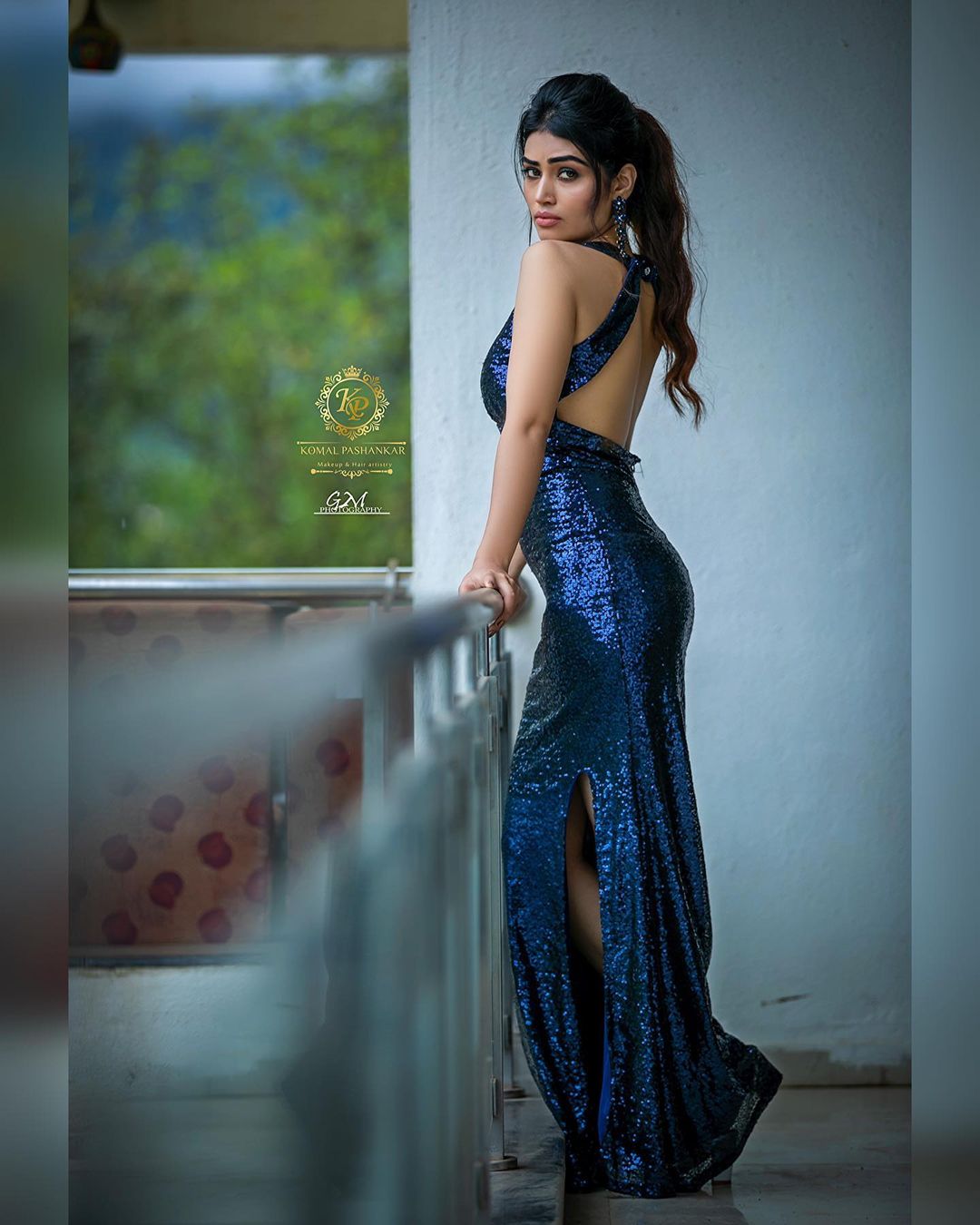 Blue Backless Gown