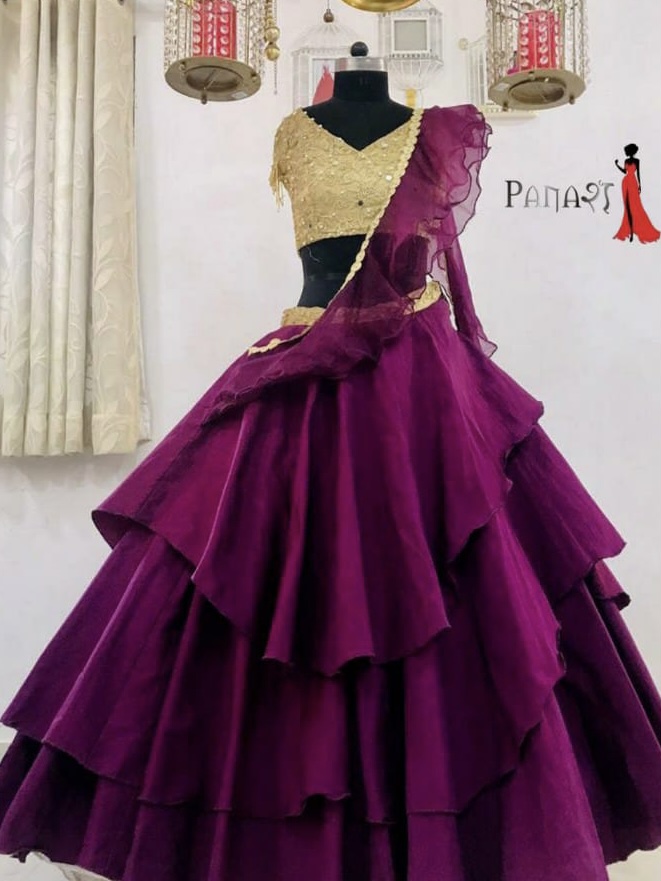 Purple Flyear Lehenga