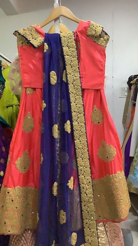 Pink Lehenga With Blue Duppata