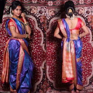 Blue Nauvari Red Kath