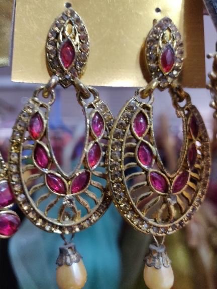 Golden Small Pink Bites Earring 