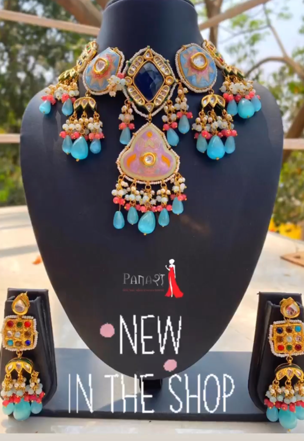 Sky blue new kundan set 