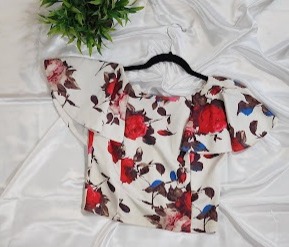 White Floral Crop Top