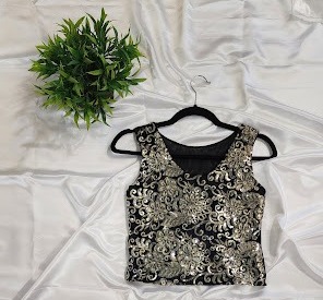 Black Brocade Sleeveless Blouse