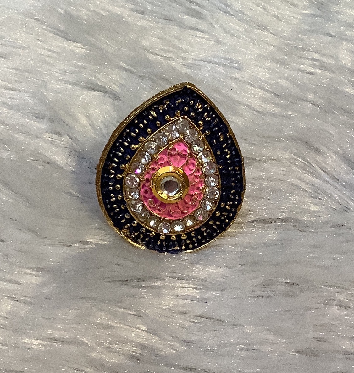 Blue &Pink Leaf Shape Fingerring 