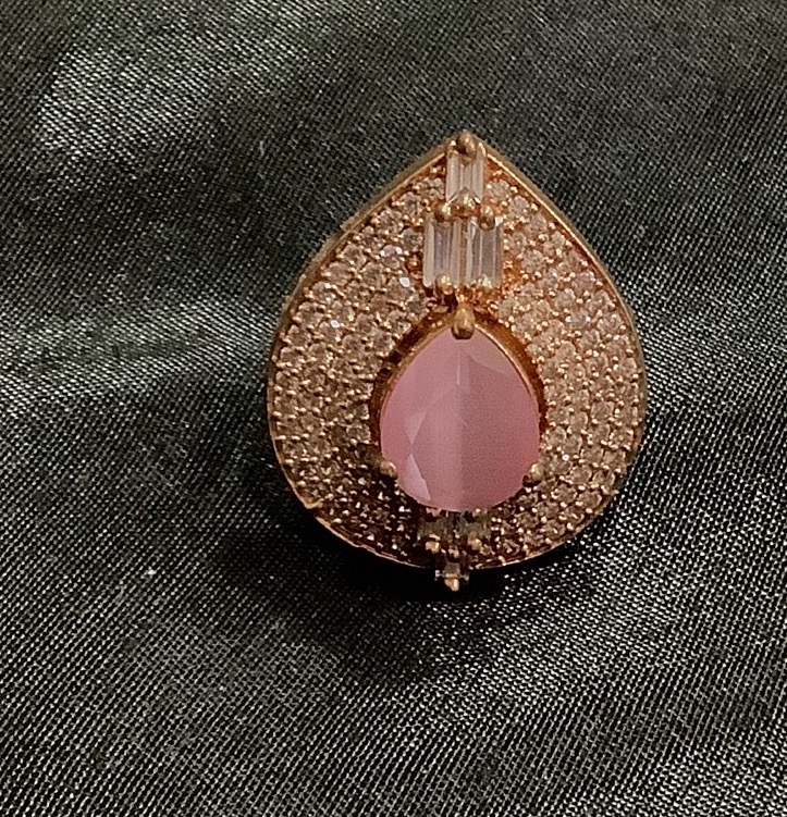 ED Rose Gold pink Stone Finger Ring
