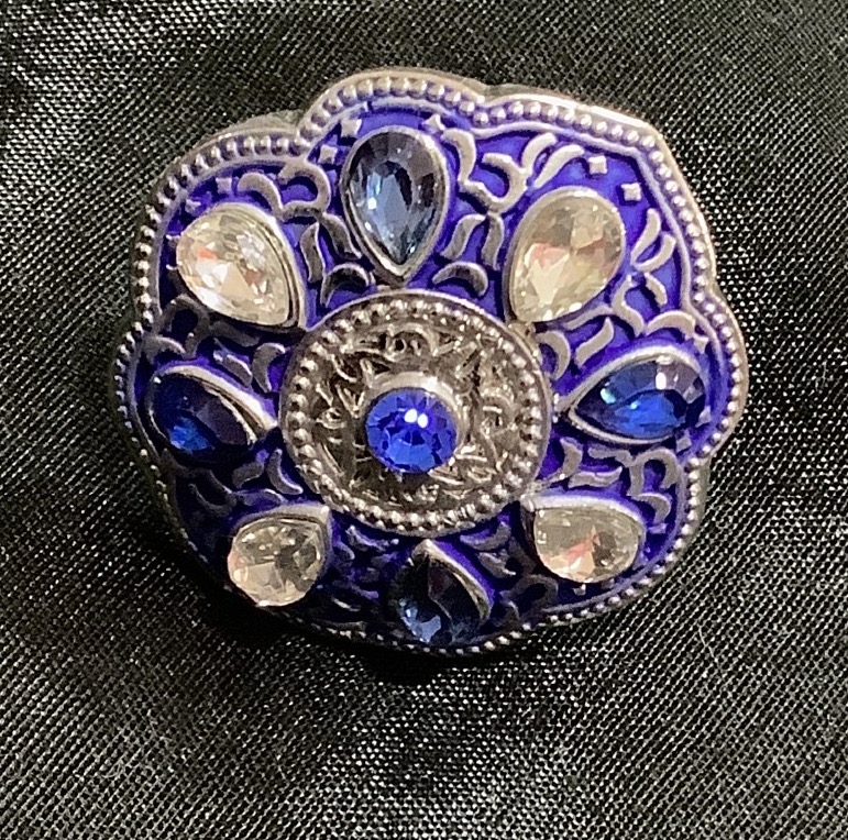 Blue and Silver Floral Finger Ring