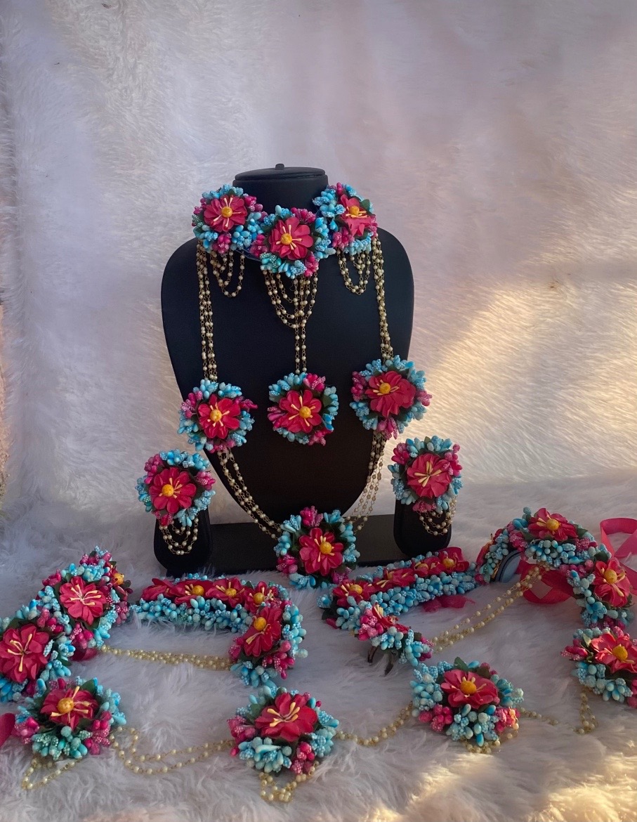 Blue and pink Floral Jwellery