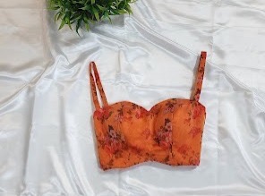 Orange Strap Floral Blouse