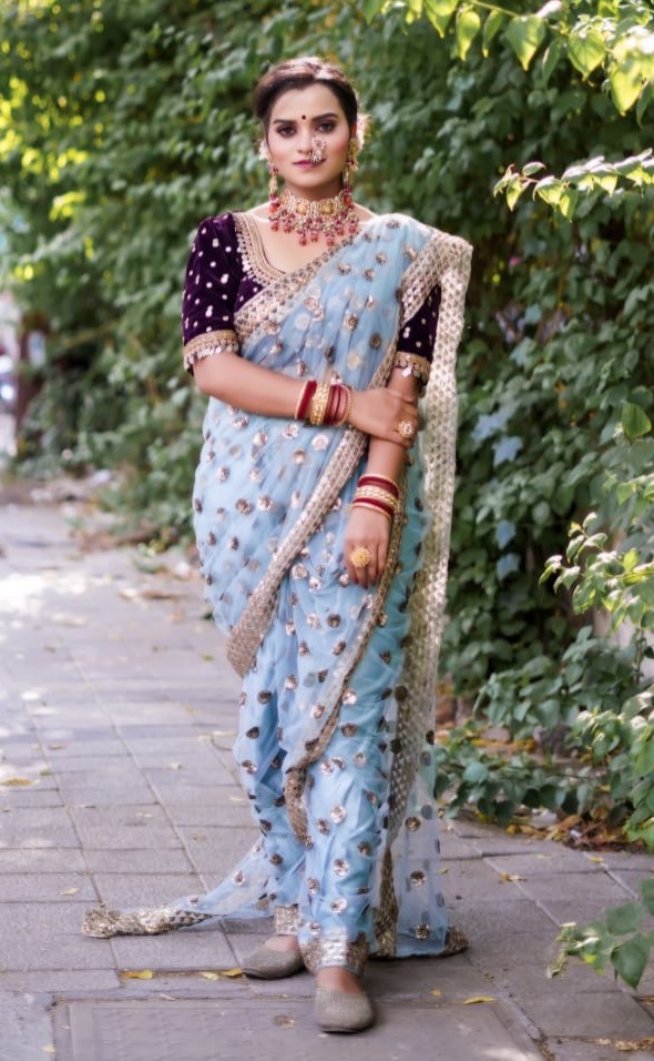 Pista Nauvari Saree