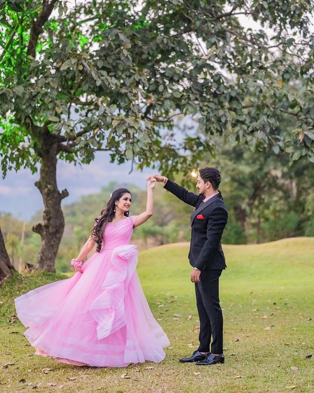Pink Flower Net Gown 