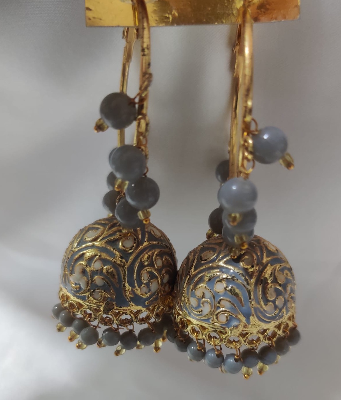 Grey Round Zumka Earring