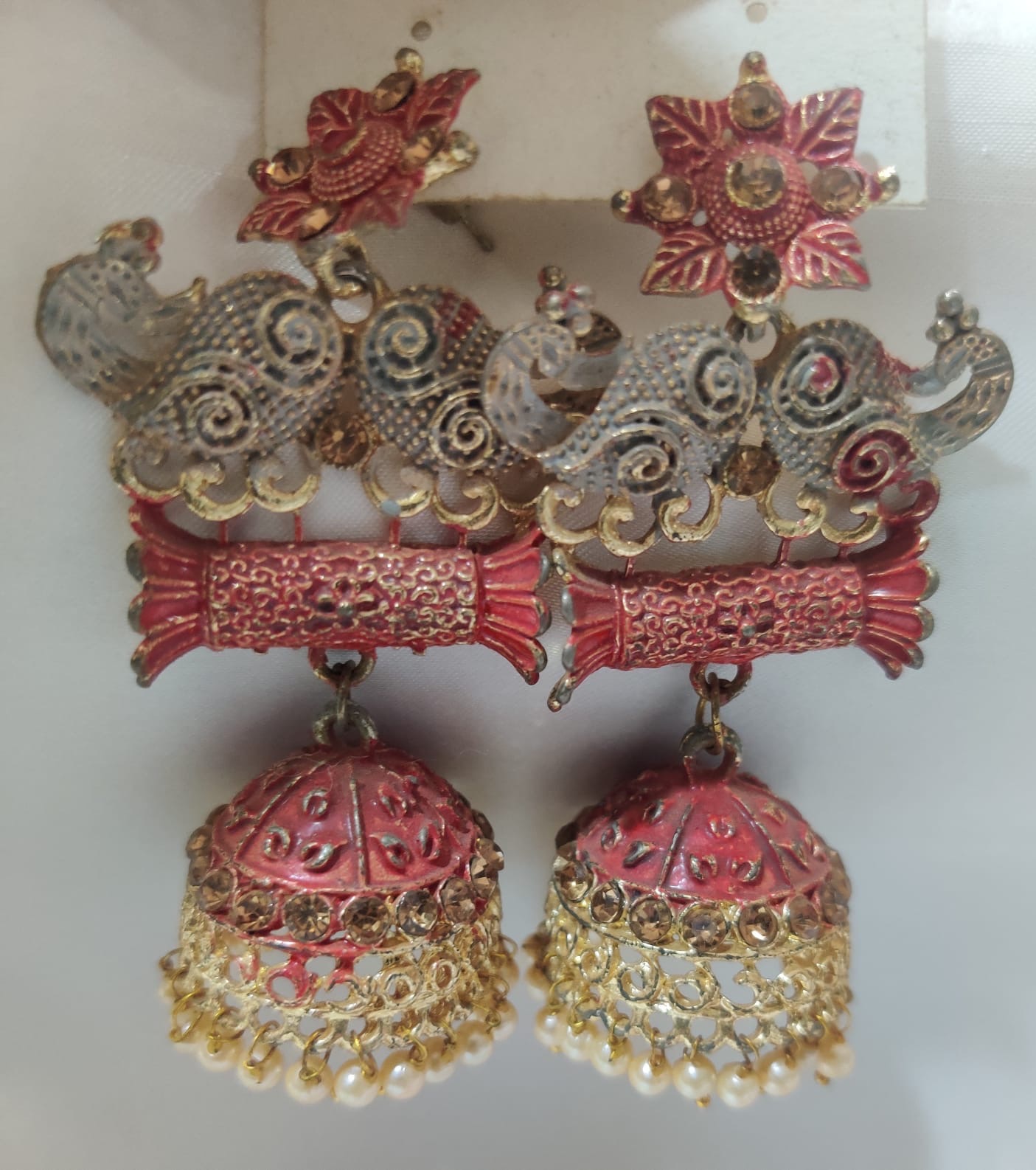 Grey Pink Zumka Earring