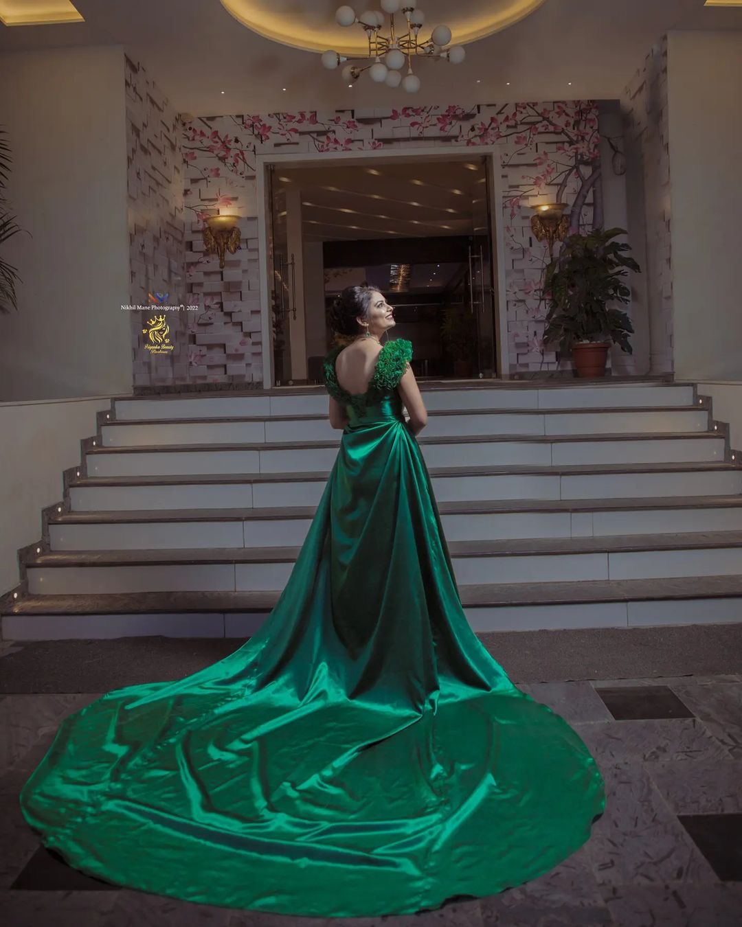 Bottle Green Trail Gown