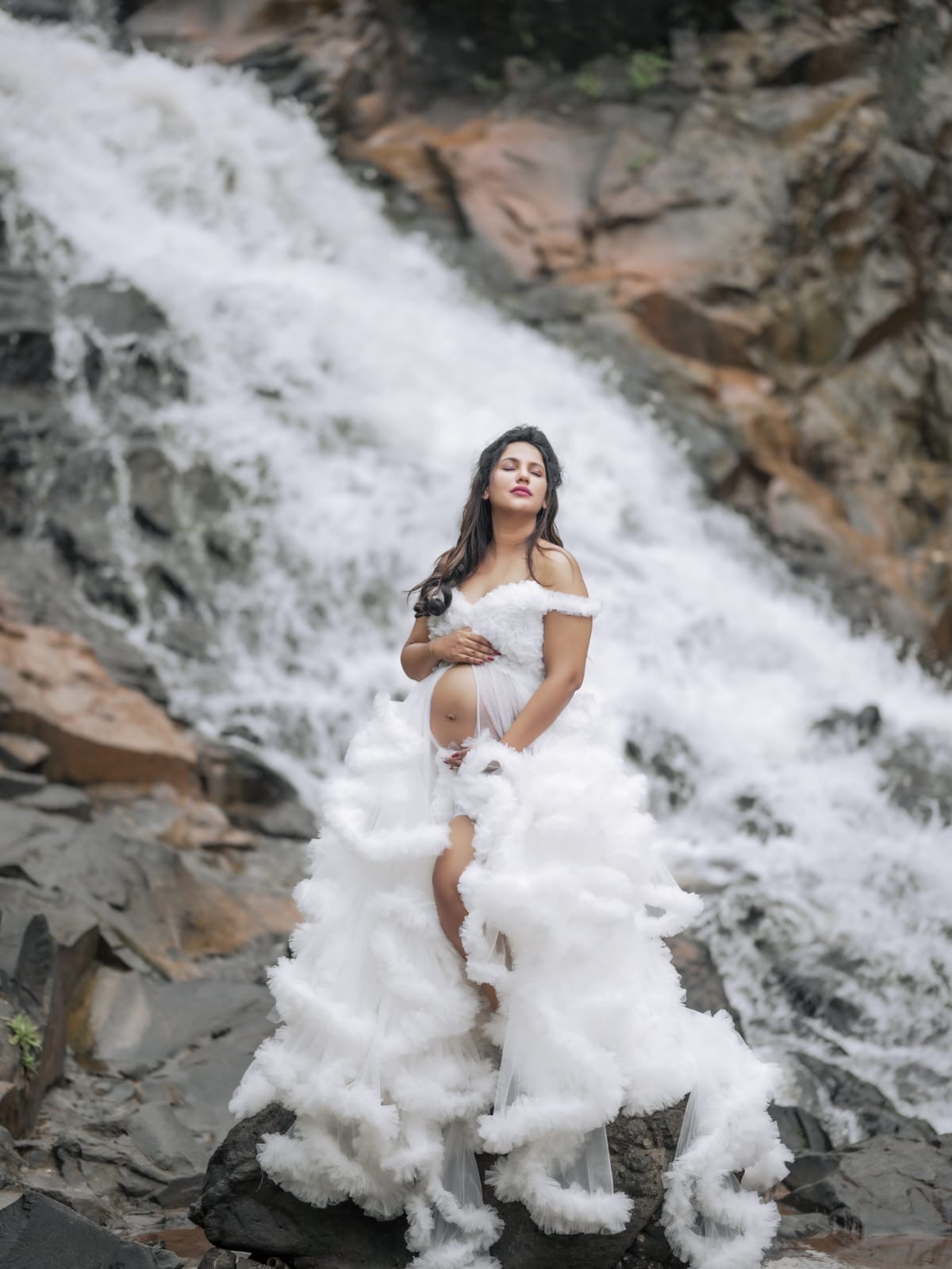White Maternity Jacket Gown 