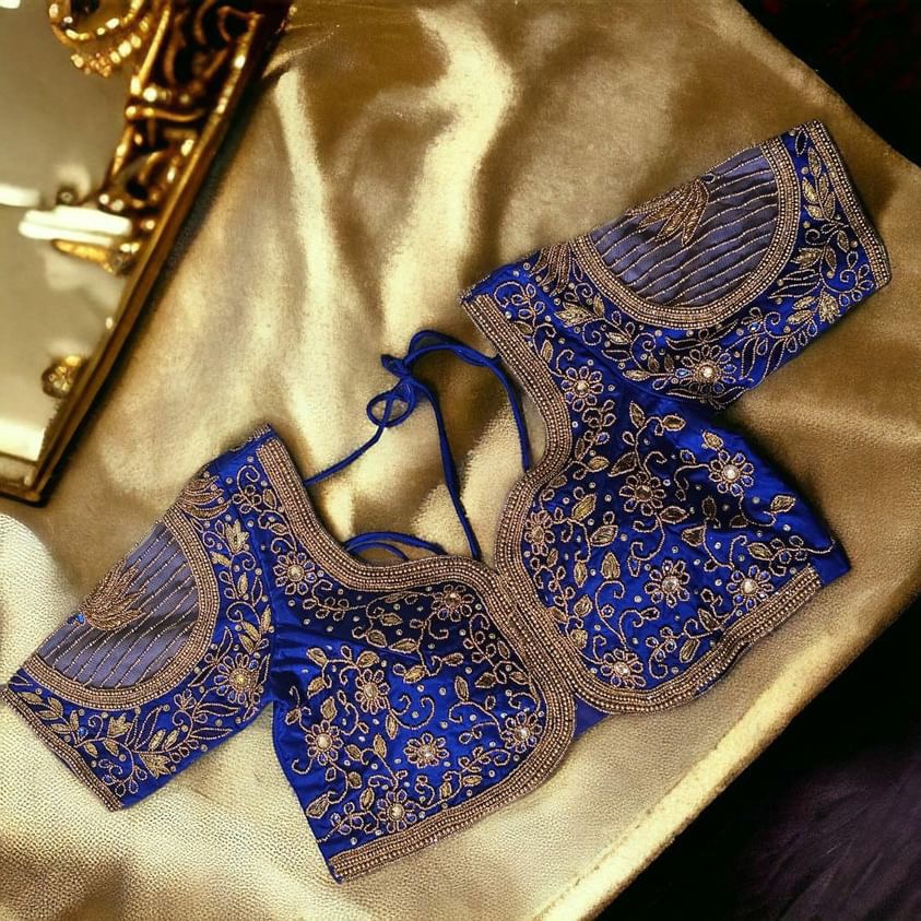 Blue full work blouse 