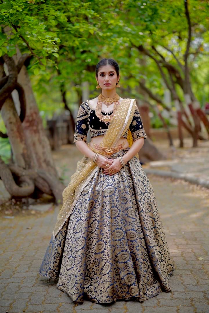 Black & golden south lehenga 