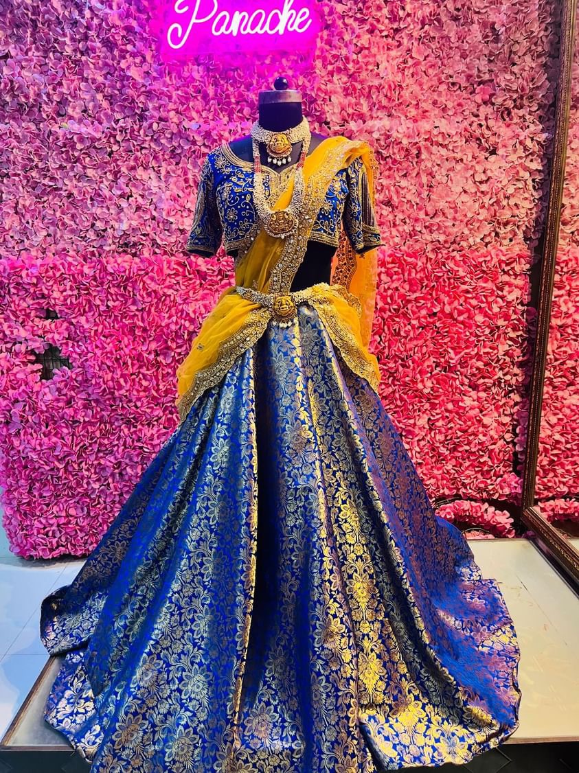 Blue South Indian lehenga