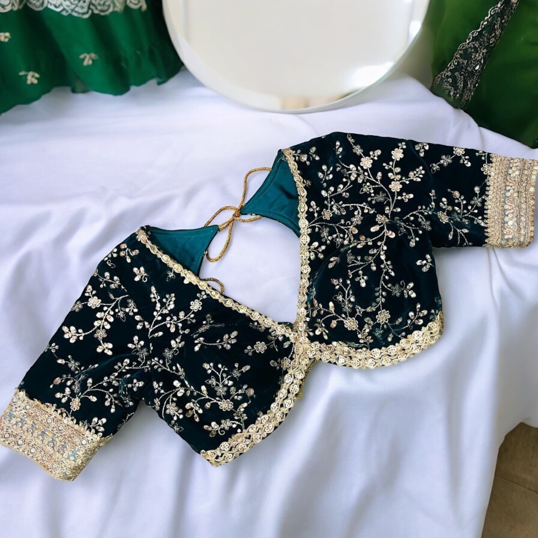 green velvet sabyasachi blouse