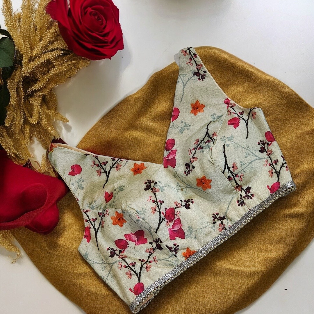 Floral cream V neck Blouse