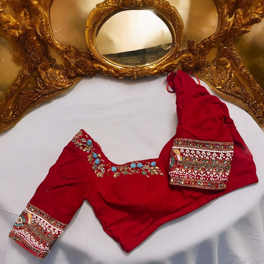 Red velvet Work Blouse 